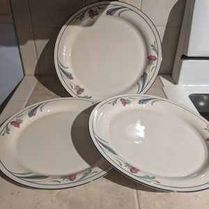 Lenox Poppies on Blue 3 Dinner Plates
